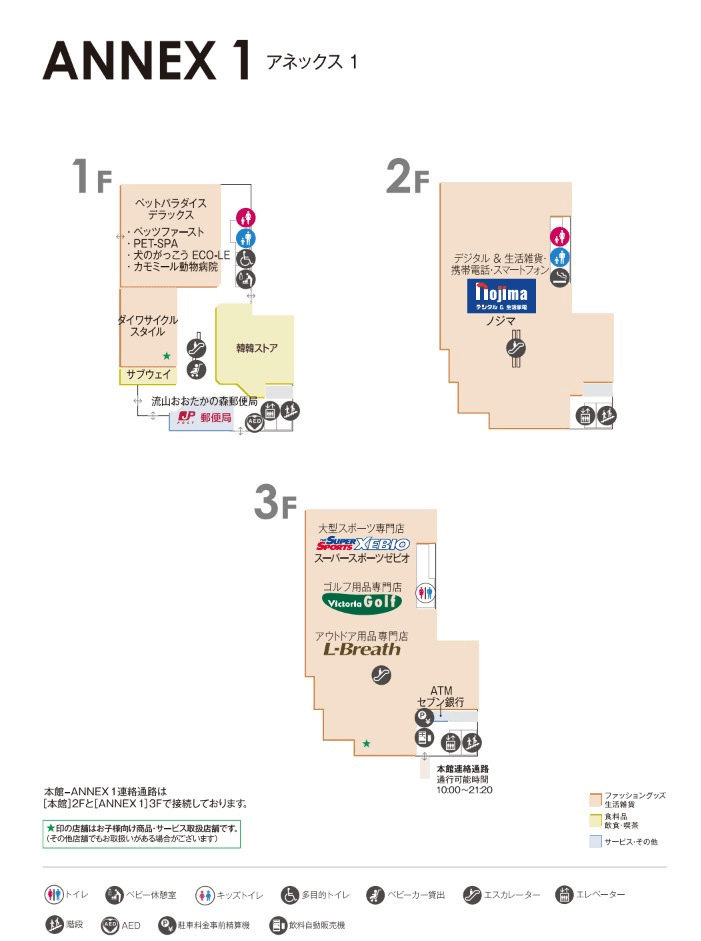 流山おおたかの森S・Cの別館ANNEX1フロアマップ