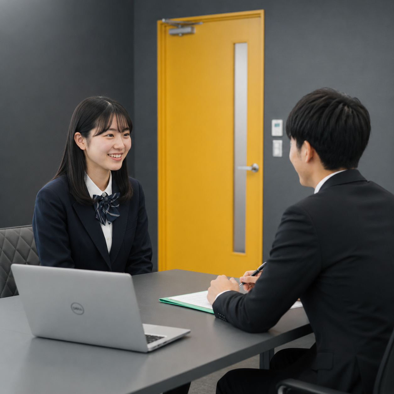 面談をする先生と学生